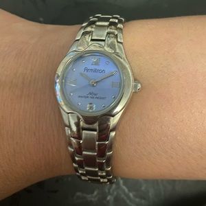 Armitron Now Silver Tone Round Case Stainless Steel Band Watch with blue face